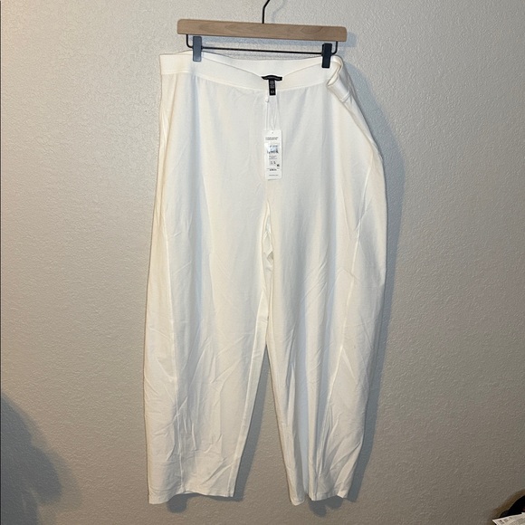 NWT Eileen Fisher White Washable Stretch Crepe Lantern Pants - Size XL - Picture 6 of 7